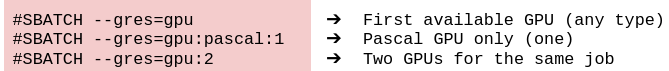 Slurm directives to request gpus for a job